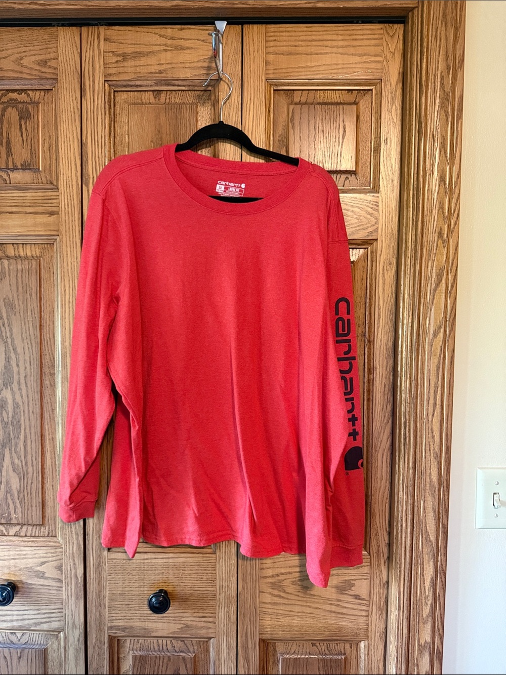 Carhartt Red Long Sleeve Tee with Sleeve Logo